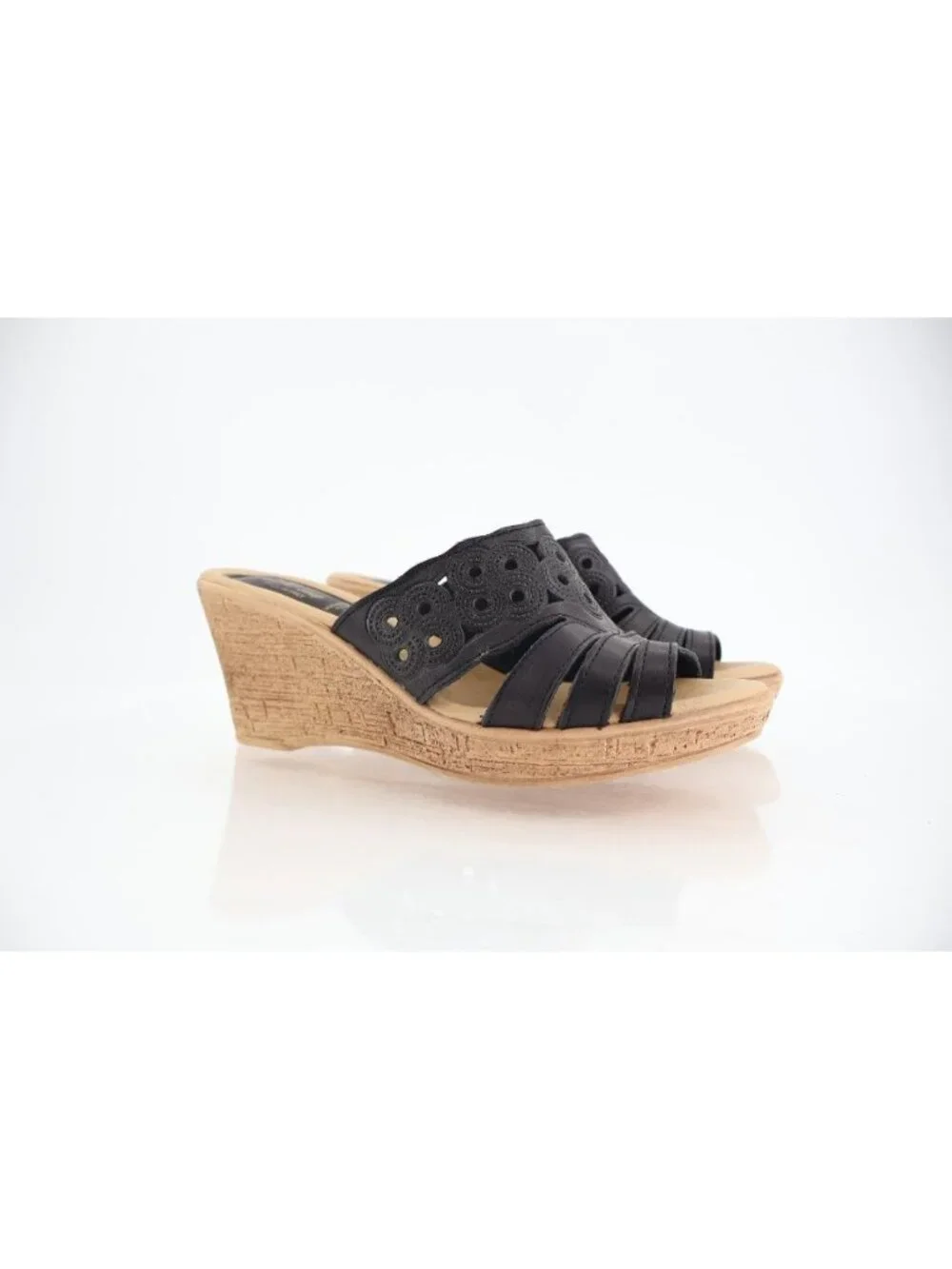 Spring Step Womens Topaz Sandal Women's Size 39 8 Black Leather Lasercut Slide